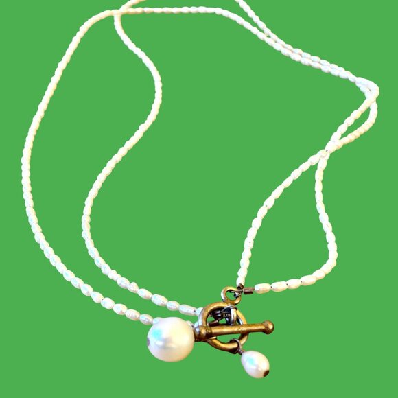Vintage Genuine Freshwater Tiny White Pearl Beaded Double Strand Necklace - Picture 6 of 6
